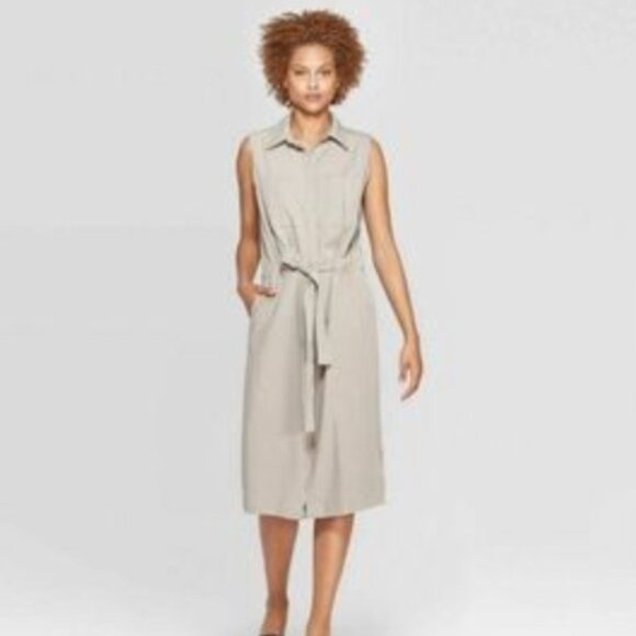 🍉 NWT Prologue Tie Front Utility Dress - Picture 1 of 12